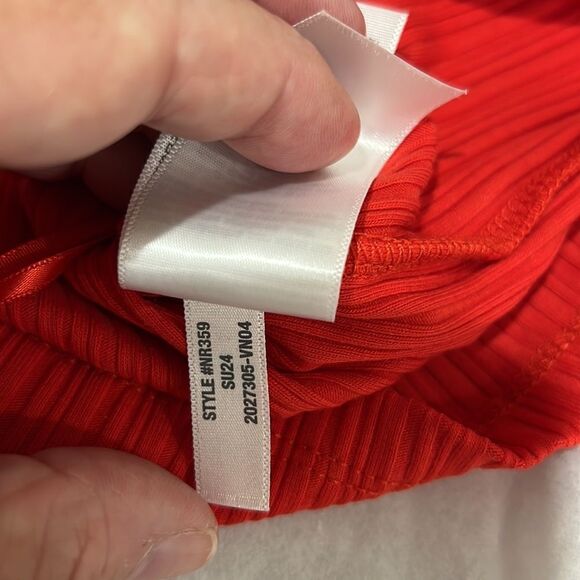 Madewell Red Ribbed Off-the-Shoulder Top NWT size xs - Picture 8 of 11